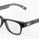 Koziface E52 Safety Glasses for Men and Women Stylish Black Light Work Protective Glasses Anti Fog Scratch Resistant with Side Shields Clear Lens No Slip Grips ANSI Z87.1 Certified Indoor/Outdoor