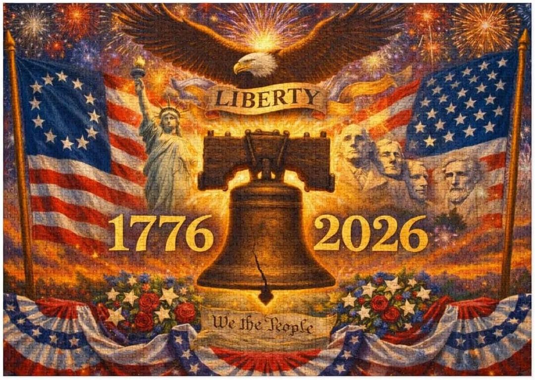 Patriotic America Jigsaw, 250th Anniversary Commemorative, 1000 Pieces, Living Room Decor, National Celebration Art