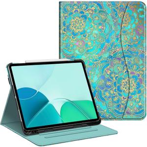 Fintie Folio Case for iPad Air 13-inch (M3) 2025 / (M2) 2024, Multi-Angle Viewing Protective Stand Cover with Pencil Holder & Pocket, Auto Sleep/Wake, Shades of Blue