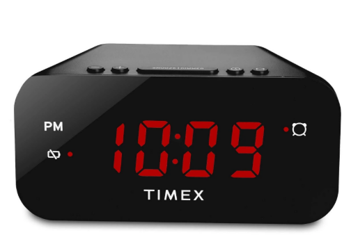 Timex Alarm Clock with Large Display, Digital Alarm Clock for Bedroom Includes 120V Universal Power Adapter (T121B - Black)