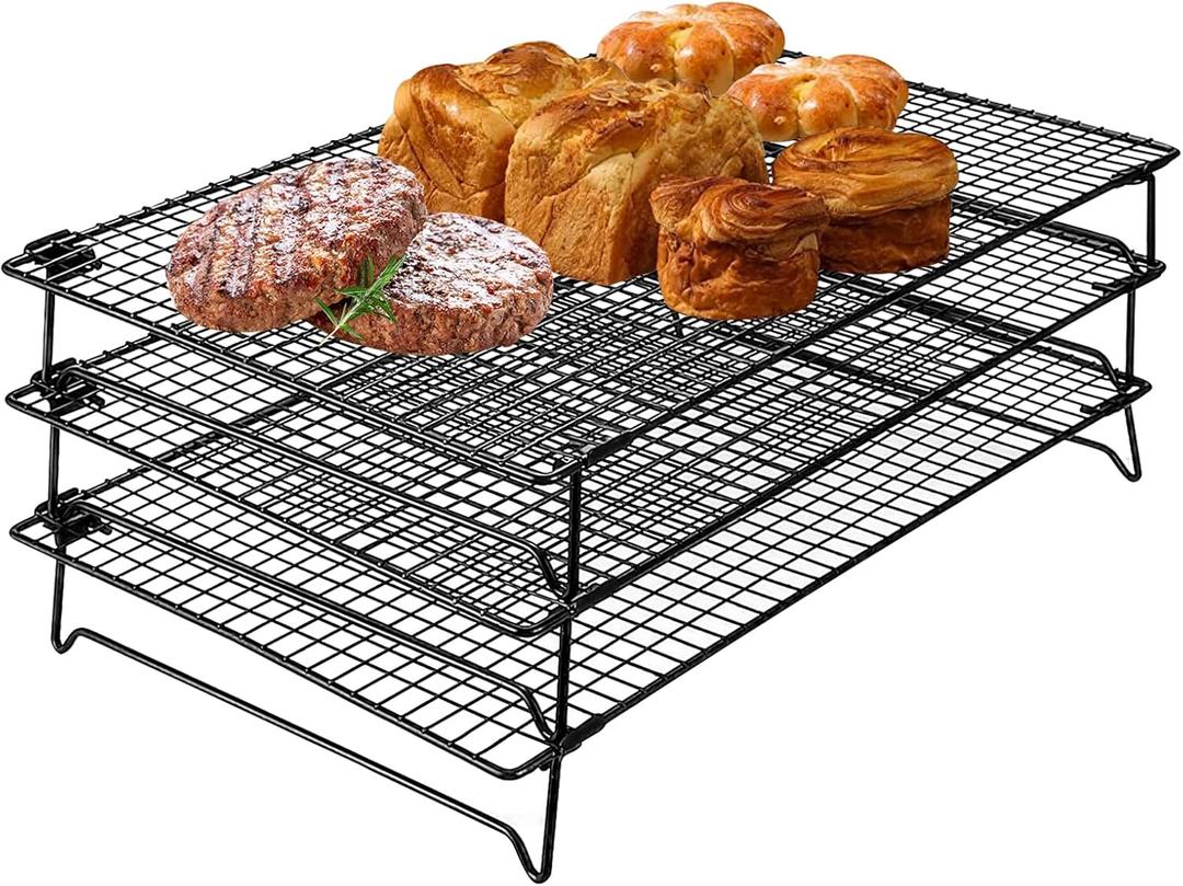 Upgraded Stackable Cooling Rack for Baking,3 Tier Jerky Rack Cooling Racks for Cooking and Baking,Cookie Cooling Rack Baking Racks,Drying Racks,Oven Safe,17x 11