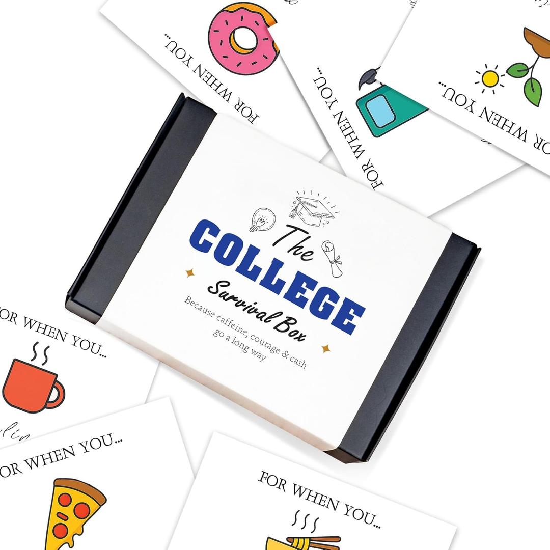 College Survival Gift Card Box 2026, Open When Cards for Students, Graduation Money Holder, Unique Care Package for Leaving Home University Students, Creative High School Grad Gifts for Him or Her