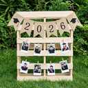 Qunclay 2026 Graduation Decorations, Wooden Graduation Photo Display Stand 19.7 x 15.75 Inch, Class of 2026 Collage Picture Frame with 2026 Banner for Grad Photo Party Decor