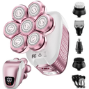 Nogroa Electric Razors for Women, 7D IPX6 Waterproof Cordless Body Electric Head Shaver, 5 in 1 Pink Bikini Trimmer Hair Epilator for Legs Body Face