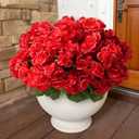 ATTGREAT Artificial Geraniums for Outdoors Faux Plants UV Resistant Flowers Outside Fake Silk Flowers Bulk Realistic Plastic Greenery for Home Porch Planter Patio Decor, 6 Bundles (Red)