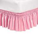 Pleated Three Sides Fabrics Wrap Around Style Egyptian Cotton Elastic 17 inch Drop Dust Bed Skirt for Twin/Full,Queen, King Size Beds(Queen, Pink) 