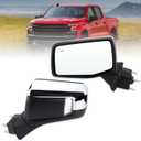 Left Driver Side Mirror Compatible With 2019-2025 Chevy Silverado 1500 With Power Glass Power Folding Heated Turn Signal Puddle Lights Mirror Memory Blind Spot Chrome Replace#84898867(14Pins)