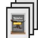 11x17 Picture Frame Set of 3, Display 8x12 Pictures with Mat or 11x17 without Mat, Black 8x12 Photo Frames Tabletop or Wall Mount Display for Poster Diploma Certificate Document Prints Photos Paintings