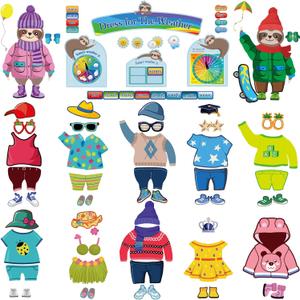 Spakon 103 Pieces Weather Chart Bulletin Board Set for Classroom Dress Weather Chart for Preschool Decoration Seasonal Bulletin Board Cutout Set for 100th Day of School Wall Decor (Cute Style)