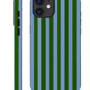 Compatible with iPhone 12 12 Pro Matte Case, Green and Blue Stripes Geometric Vertical Line Pattern for Girl Full Body Design Soft Silicone Drop Shock Scratch Protection