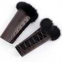 Joukavor Faux Fur Viking Leather Bracers Medieval Arm Guards Gauntlets Wristbands for Women Men LARP Accessories, One Pair