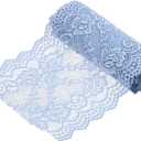 MECCANIXITY 6 Inch Wide 3 Yard Elastic Lace Ribbon, Stretch Floral Pattern Lace Trim Embroidered Fabric for Sewing Making and DIY Crafts Gift Wrapping Bouquets Wedding Decor(Light Blue)