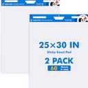 Maxtek Chart Paper 25"x30", Large Sticky Easel Pad with 2 Packs, 60 Sheets, Upgraded Big Anchor Flip Chart Paper with Super Sticky Back, Self-Stick Paper for Walls & Easels
