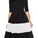 oxiuly Women's Vintage Half Sleeve O-Neck Contrast Casual Pockets Party Swing Dress OX253