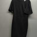 Aphratti Women's Short Sleeve Work Sheath Midi Dress Elegant Fitted Cocktail Party Church Funeral Outfit (Medium, Black)