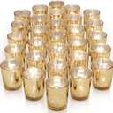 LETINE Gold Votive Candle Holders Set of 35 - Speckled Mercury Gold Glass Candle Holder Bulk - Ideal Fall Decor for Boho Wedding Centerpiece TableHalloween & Thanksgiving Decorations Indoor