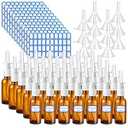 ZHWKMYP 60 Pcs Nasal Spray Bottle Empty, Brown Glass Refillable Fine Mist Nasal Spray Bottles with 12 Funnels and 12 Labels (30ML/ 1oz)