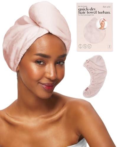 Kitsch Microfiber Hair Towel Wrap for Women - Super Absorbent Hair Drying Towel - Quick Dry, Anti-Frizz - for Long & Short, Wet & Curly Hair - Blush