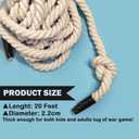 Tug of War Rope, 20 FT Natural Twisted Cotton Rope, Outdoor Yard Lawn Games Perfect for Carnival Team Building Activities, Field Day Family Reunion Birthday Party Game,