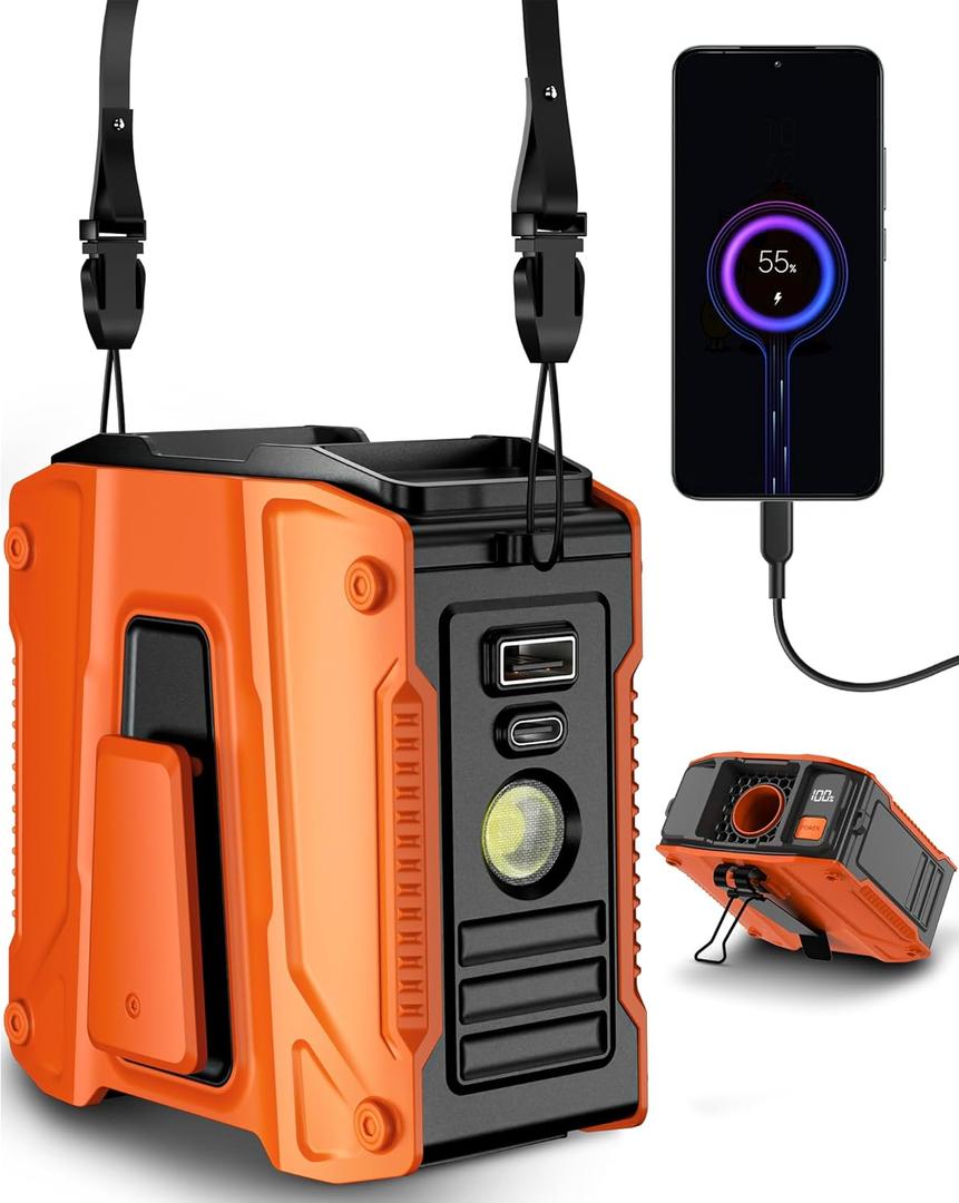 Portable Fan Rechargeable, Personal Neck Fans That Blow Cold Air, Wearable Cooling Waist Fan Clip On Belt Under Shirt For Travel w/Lanyard, 5-speed, Light, Display, Travel Essential Gift for Men Work