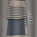 Navy Blue Shower Curtain Linen Coastal Ocean Striped Shower Curtains for Bathroom with Tassel 72 X 72