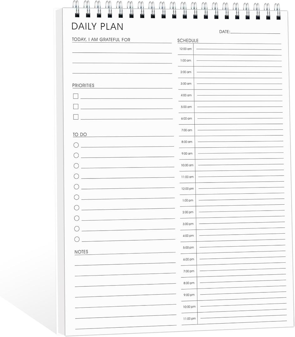 24 Hour Daily Planner with To Do List for Work & Personal Life,105 Days for Productivity Planner, No Bleed Everyday Planner, Daily Schedule, 6.5 x 9.8