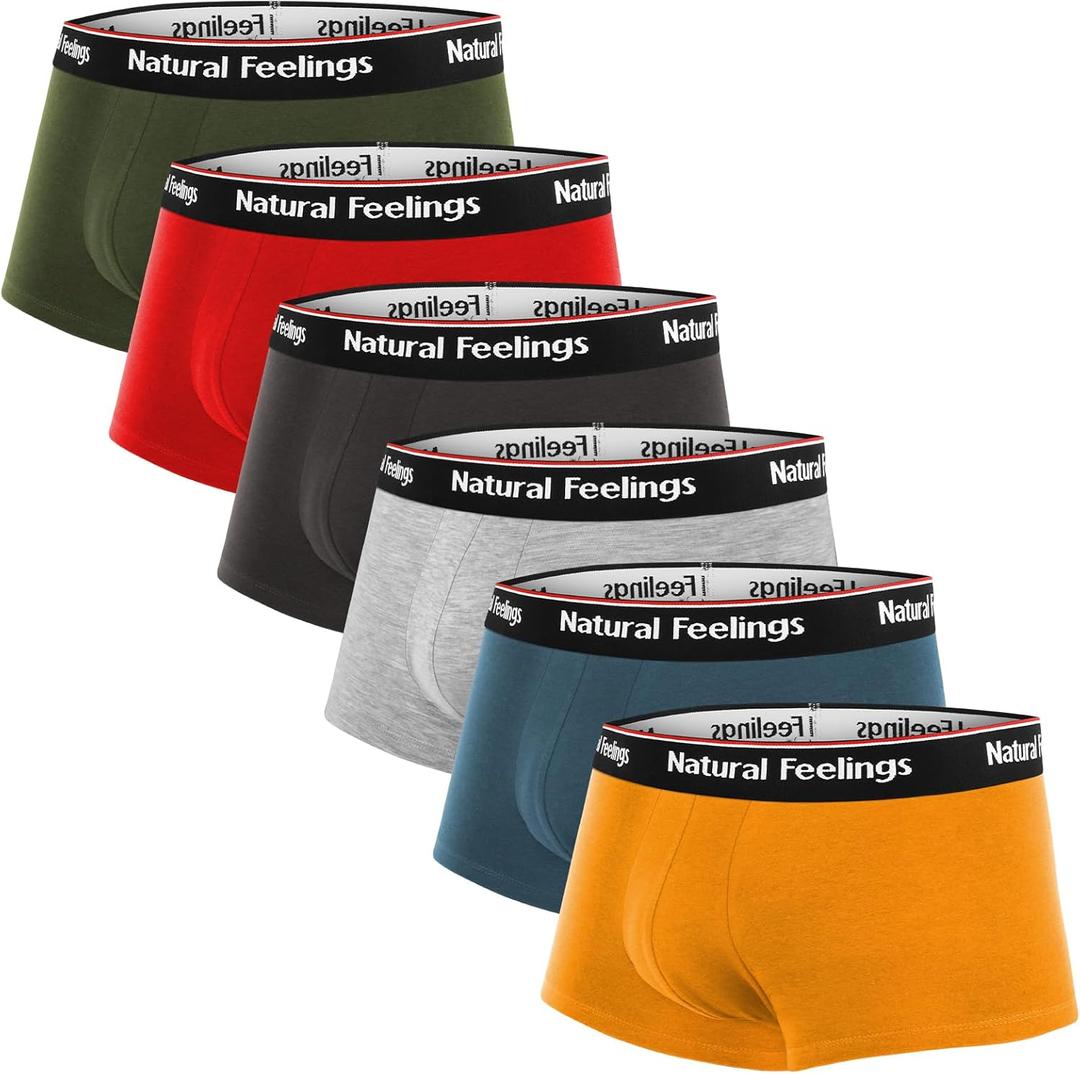 Natural Feelings Mens Underwear Boxer Briefs Pouch Trunks Underwear for Men 1.5" No Fly Boxer Trunks 4-Pack (Medium)