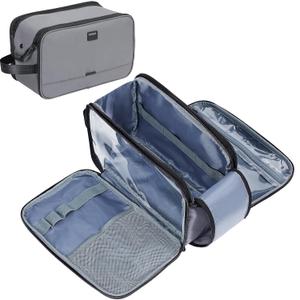 ZEEMO Travel Toiletry Bag for Men, Large Water-Resistant Double-Sided Full-Open Dopp Kit, Versatile Organizer for Shower and Hygiene Accessories, Bathroom Essentials, Cosmetics, Grey