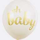 Gold Baby Shower Decorations Set for Girl or Boy Kit, Rustic Welcome Baby Banner in Burlap, 2 Gold Metallic Curtains, Balloons and Table Banner