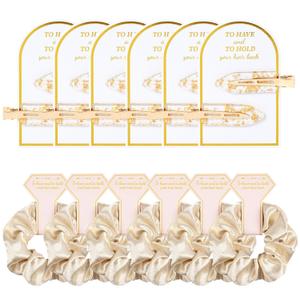 12 PCS Soft Silk Satin Hair Accessories - Scrunchies, Hair Clips for Bridal Shower Gifts, Wedding Favors for Women and Girls