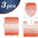 OLANLY Bathroom Rugs Sets 3 piece, Soft Microfiber Absorbent Bath Mat, U-Shaped Contour Toilet Mat and Toilet Lid Cover, Quick Dry, Machine Washable, Toilet Cover and Rug Set for Bathroom, Coral, 24" X 16" + U24" X 20" + 17.5" X 15"