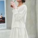 Panadila Womens Long Sleeve Short Romper Dresses Crewneck Oversized One Piece Jumpsuit Open Back Layered Casual Outfit (White, M)