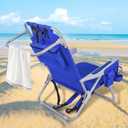 Yestomo Backpack Beach Chair for Adults, Heavy Duty Folding Reclining Beach Chair with 4-Position Lay Flat, Portable Low-Profile Sand Chair with Cooler & Towel Bar, Supports 350LBS, X-Large