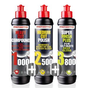 menzerna Polishing Set  HCC1000, MCC2500 & 3800 | 3-Step System for Scratch Removal, Swirl Elimination & Mirror-Like Finish