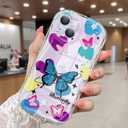 Compatible for iPhone 14 Case, Pretty Butterfly Print Three-Dimensional Wave Clear Case for Girls Women, Soft Full Package Anti-Fall Cover for iPhone 14, Color Butterfly