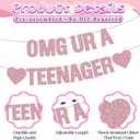 OMG UR A TEENAGER Banner, Pre-Strung 13th Birthday Decorations for Girls Glitter Rose Gold Teen Birthday Banner for 13 Year Old Party Favors Supplies