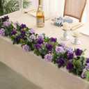 JUSTOYOU 2 Pack (15.8FT) Fake Rose Garland, Artificial Roses Vines Flower Garland Hanging Floral Vine Wedding Home Backdrop Party Arch Arrangement Decoration