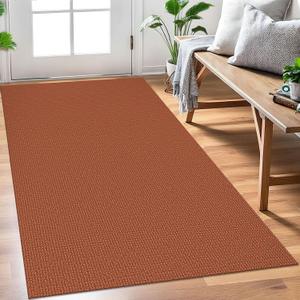 EARTHALL Woven Area Rug 3x5 Ft Washable Rugs for Entryway Braided Non Slip Rubber Backed Throw Rugs Door Mat Indoor Outdoor Entrance Cotton Carpet for Kitchen Foyer Front Door, Rustic Orange/Tan