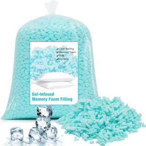 2.2 Lbs Cooling Shredded Memory Foam Filling Blue Gel Infused Memory Soft Foam Stuffing Relief Neck Pain Pillow Filling for Cooling Side Sleeper Pillow Couch Cushion