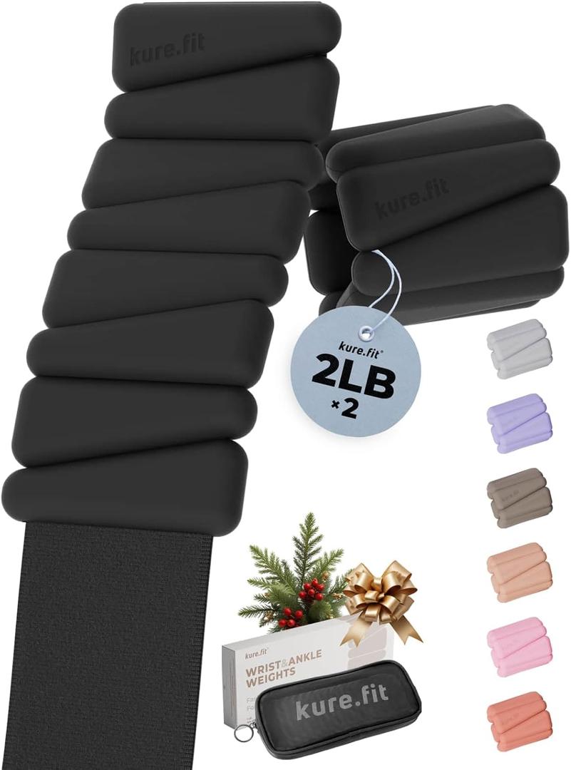 kure.fit Weighted Bangles | Adjustable Wrist and Ankle Weights for Women 2LB Each (Set of 2) | Ankle Weights for Yoga, Pilates & Walking | Leg & Arm Weights for Men | Home & Gym Workouts | Black