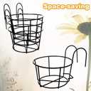 8 Pack Railing Planter, Railing Hanging Planters Flower Pot Holder Stackable Storage for Balcony Garden Outdoor (Black,Medium)