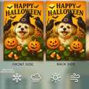 IVN Halloween Shih Tzu Garden Flag 28 x 40 Inch Double Sided House Flag with Witch Hat Pumpkin and Raven Design for Spooky Outdoor Porch Decor