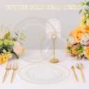 supernal 100pcs Clear Plastic Plates with Gold Beads-Clear and Gold Plastic Plates Disposable Heavy Duty-50 Dinner Plate 10.25inch and 50 Dessert Plate 7.5inch for Wedding,Birthday,Bridal Showers
