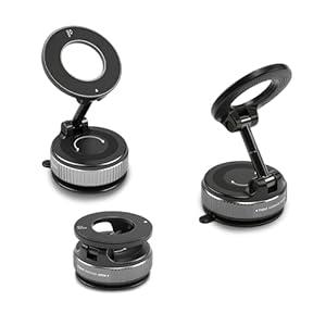 Vacuum Magnetic Phone Holder for Car, 360° Foldable Suction Cup Phone Mount with N55 Strong Magnets, Universal Magnetic Car Mount for iPhone Samsung, Dashboard Windshield Tesla & Home Use(Black)