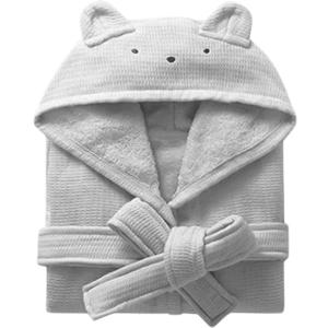 Kids Hooded Bathrobe 100% Cotton Pajama Robe, Boys and Girls Soft Towel Morning Gown, 2-12 Spa Toddler Long Bathrobe