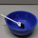 3-in-1 Ceramic Grater Bowl with Herb Stripper, Kitchen Tool for Garlic, Ginger & Vegetables, Easy to Clean Stripping Bowl for Kale, Rosemary, Thyme, and Basil, Dishwasher Safe (Blue)