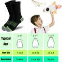 JAMEGIO 6 Pairs Boys' Cotton Crew Socks,Sock for Boys Age 3-10,Comfortable Stretch Cushioned Athletic Socks (Black)