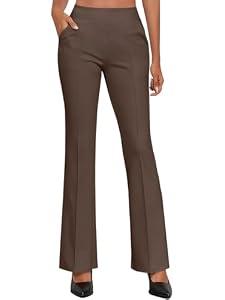 Agenlulu Womens Dress Pants Elastic High Waisted Stretch Bootcut Business Casual Pants Pull on Office Work Slacks, L