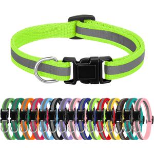 16 Pack Puppy Collars for Litter, Reflective Puppy Collars Adjustable Puppy ID Collars Soft Nylon Whelping Collars for Newborn Litter Puppy Pets-Reflective