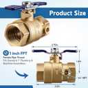 Saillong Brass Backflow Ball Valve with Test Port, 1 Inch FPT Threaded Shut Off, Full Port Ball Valve for Residential Water Plumbing